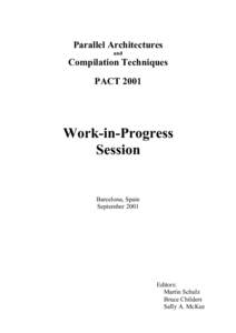 Parallel Architectures and Compilation Techniques PACT 2001