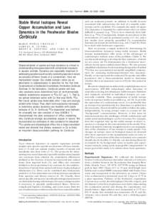 Environ. Sci. Technol. 2004, 38, Stable Metal Isotopes Reveal Copper Accumulation and Loss Dynamics in the Freshwater Bivalve Corbicula