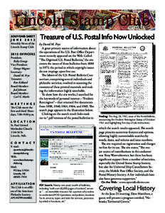 SOUVENIR SHEET J U N E[removed]Monthly News of the Lincoln Stamp Club 2012 OFFICERS President: