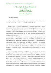 http://www.asmp.fr - Académie des Sciences morales et politiques.  Nécrologie de Jean Cazeneuve