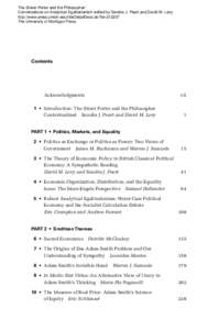 The Street Porter and the Philosopher: Conversations on Analytical Egalitarianism edited by Sandra J. Peart and David M. Levy http://www.press.umich.edu/titleDetailDesc.do?id=The University of Michigan Press  Cont