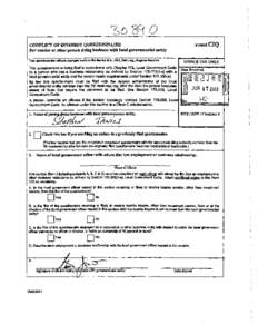 FORMCIQ  CONFLICT OF INTEREST QUESTIONNAIRE For vendor or other person doing business with local governmental entity ThIll questionnaire Mlect:s changes made to the law by H.B. 1491, 80th Leg., Regular session.