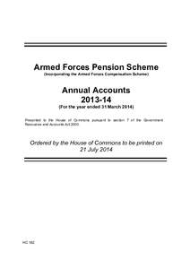 Armed Forces Pension Scheme  Accounts[removed]Incorporating the Armed Forces Compensation Scheme