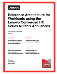 Reference Architecture for Workloads using the Lenovo Converged HX Series Nutanix Appliances