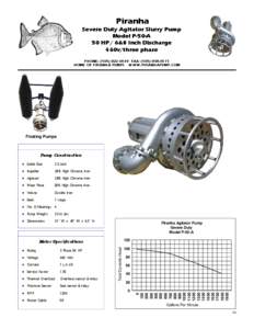 Piranha  Severe Duty Agitator Slurry Pump Model P-50-A 50 HP / 6&8 Inch Discharge 460v/three phase