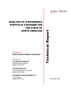 PREPARED FOR  North Carolina Utilities Commission PREPARED BY La Capra Associates, Inc. Twenty Winthrop Square