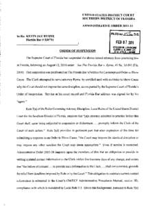 UNITED STATES DISTRICT COURT SOUTHERN DISTRICT OF FLORIDA ADMINISTRATIVE ORDER[removed]FILED I