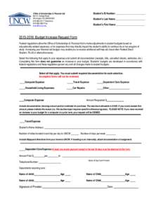 Student’s ID Number: ______________________________  Office of Scholarships & Financial Aid 601 S. College Road Wilmington NCTelephone