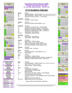 School holiday / Academic term / Calendars / Columbia High School