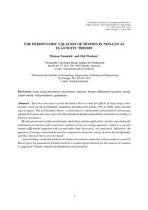 III European Conference on Computational Mechanics Solids, Structures and Coupled Problems in Engineering C.A. Mota Soares et.al. (eds.) Lisbon, Portugal, 5–8 JuneTHE PERIDYNAMIC EQUATION OF MOTION IN NON-LOCAL