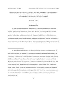 Draft November 17, [removed]Forthcoming in the Supreme Court Economic Review[removed]POLITICAL INSTITUTIONS, JUDICIAL REVIEW, AND PRIVATE PROPERTY: A COMPARATIVE INSTITUTIONAL ANALYSIS