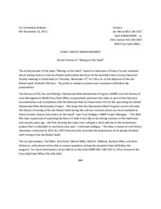 For Immediate Release Kill: November 16, 2012 Contact: Jan Morse[removed]Utah DOGM AMRP, or
