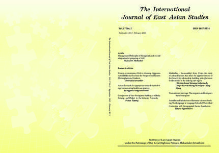 The International Journal of East Asian Studies Vol. 17 No. 2 ISSN[removed]