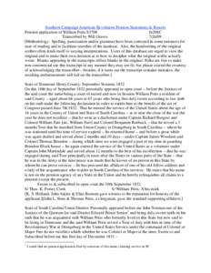 Southern Campaign American Revolution Pension Statements & Rosters Pension application of William Potts S3708 fn20SC Transcribed by Will Graves[removed]Methodology: Spelling, punctuation and/or grammar have been correct