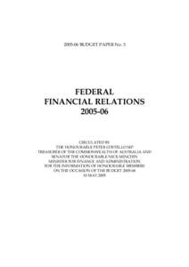 BUDGET PAPER No. 3  FEDERAL FINANCIAL RELATIONS