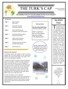 THE TURK’S CAP  Volume 14, Number 4 Winter[removed]The Newsletter Of The Delaware Native Plant Society