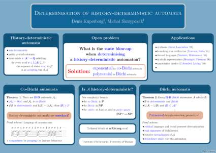 Determinisation of history-deterministic automata 1 1  Denis Kuperberg , Michał Skrzypczak