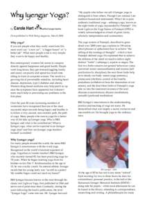 Why Iyengar Yoga? by Carole Hart  certified Iyengar teacher