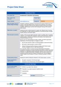 Project Data Sheet BASIC PROJECT DATA Full project title: Investments in education and training