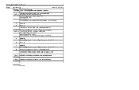 Tollway Standard Drawing Revisions Section F Sign Structure Standard Modification Summary