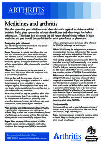ARTHRITIS ARTHRITIS INFORMATION INFORMATIONSHEET SHEET