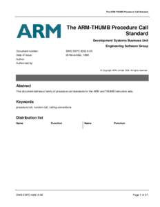 The ARM-THUMB Procedure Call Standard  The ARM-THUMB Procedure Call