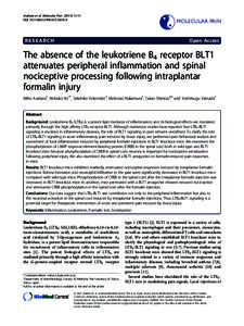 The absence of the leukotriene B4 receptor BLT1 attenuates peripheral inflammation and spinal nociceptive processing following intraplantar formalin injury