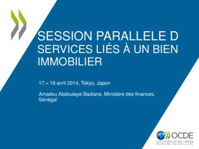 SESSION PARALLELE D SERVICES LIÉS À UN BIEN IMMOBILIER 17 – 18 avril 2014, Tokyo, Japon Amadou Abdoulaye Badiane, Ministère des finances, Sénégal