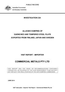 PUBLIC RECORD  INVESTIGATION 234 ALLEGED DUMPING OF QUENCHED AND TEMPERED STEEL PLATE