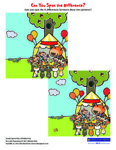 Can You Spot the Difference? Can you spot the 8 differences between these two pictures? Scaredy Squirrel Has a Birthday Party Text and illustrations © 2011 Mélanie Watt Available as a free download from www.kidscanpres