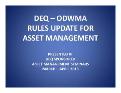 DEQ Update - ODWMA Drinking Water