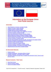 Information on the European Union from Polish sources Universities   