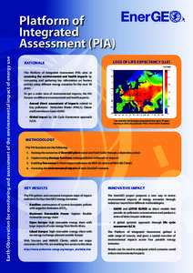 Earth Observation for monitoring and assessment of the environmental impact of energy use  Platform of Integrated Assessment (PIA) LOSS OF LIFE EXPECTANCY (LLE)