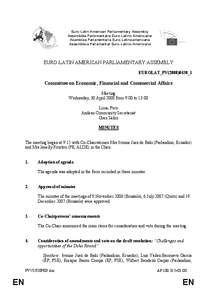 Euro-Latin American Parliamentary Assembly Assemblée Parlementaire Euro-Latino Américaine Asamblea Parlamentaria Euro-Latinoamericana Assembleia Parlamentar Euro-Latino-Americana  EURO-LATIN AMERICAN PARLIAMENTARY ASSE
