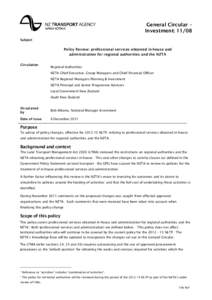 General circularPolicy Review: professional services obtained in-house and administration for regional authorities and the NZTA.