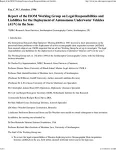 Report of the ISOM Working Group on Legal Responsibilities and Liabilities for the Deployment of Autonomous Underwater Vehicles