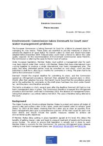 EUROPEAN COMMISSION  PRESS RELEASE Brussels, 20 February[removed]Environment: Commission takes Denmark to Court over