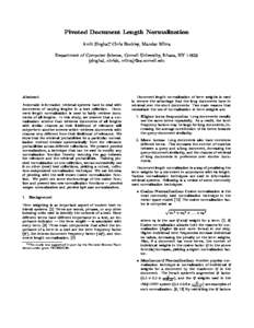 Pivoted Document Length Normalization Amit Singhal, Chris Buckley, Mandar Mitra Department of Computer Science, Cornell University, Ithaca, NY[removed]fsinghal, chrisb, [removed]  Abstract