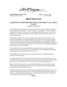 FOR IMMEDIATE RELEASE: Monday, October 8, 2012 Contact: Ann Kozeliski