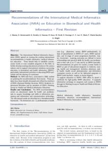 en3  Original Article Recommendations of the International Medical Informatics Association (IMIA) on Education in Biomedical and Health