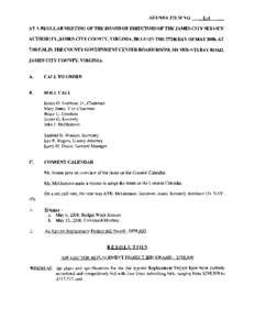 AGENDA ITEM NO.  Col AT A REGULAR MEETING OF THE BOARD OF DIRECTORS OF THE JAMES CITY SERVICE AUTHORITY,JAMES CITY COUNTY, VIRGINIA, HELD ON THE 27TH DAY OF MAY 2008, AT