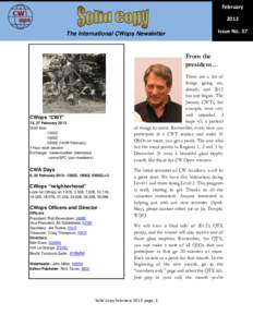 February 2013 The International CWops Newsletter Issue No. 37