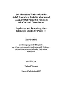 Zur klinischen Wirksamkeit der südafrikanischen Teufelskrallenwurzel (Harpagophyti radix) bei Patienten mit Cox- und Gonarthrose