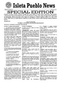 Isleta Pueblo News  Volume 9 Issue 2A February 2014