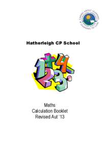 Hatherleigh CP School  Maths Calculation Booklet Revised Aut ‘13