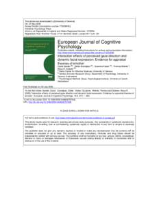 This article was downloaded by:[University of Geneve] On: 27 May 2008 Access Details: [subscription number[removed]Publisher: Psychology Press Informa Ltd Registered in England and Wales Registered Number: [removed]Reg
