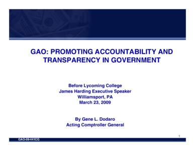 GAO-09-441CG GAO: Promoting Accountability and Transparency In Government
