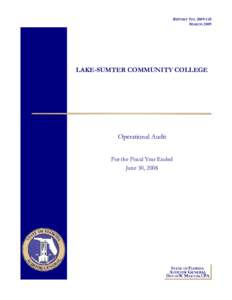 REPORT NO[removed]MARCH 2009 LAKE-SUMTER COMMUNITY COLLEGE  Operational Audit