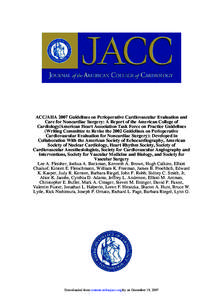 ACC/AHA 2007 Guidelines on Perioperative Cardiovascular Evaluation and Care for Noncardiac Surgery