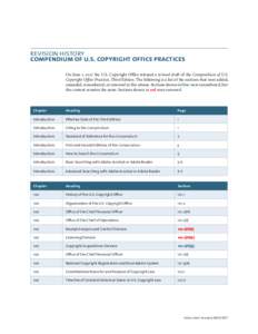 The Compendium of U.S. Copyright Office Practices: Revision History